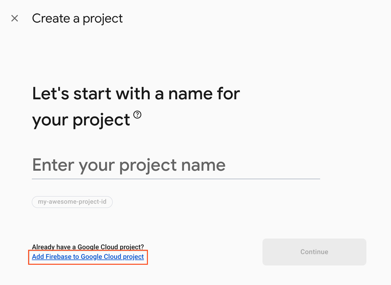 Firebase&#39;i Google Cloud projesine ekleme